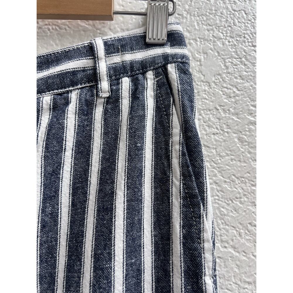 Madewell Zoe Relaxed Wide Pants Linen Blend Navy White Stripe Sz 4 High Rise - Picture 8 of 8